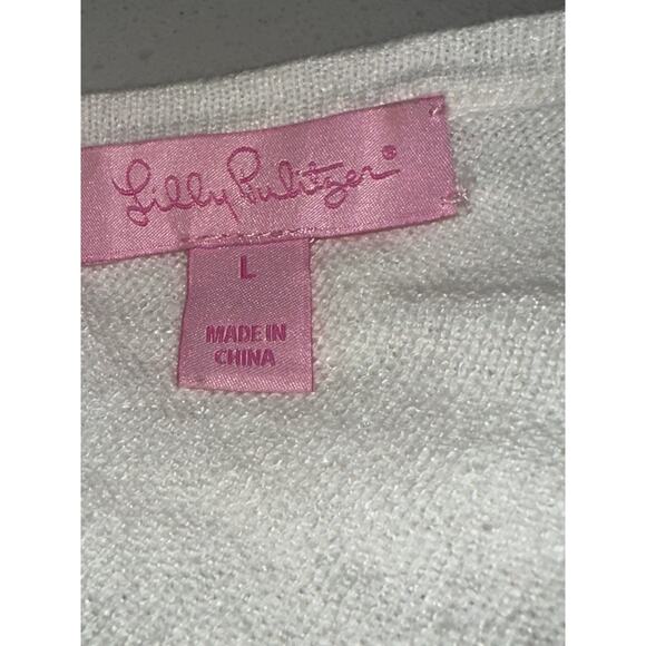 Lilly Pulitzer Edenwood Open Back Knit Tank Fringe Linen Blend White Beachy L - Picture 3 of 8